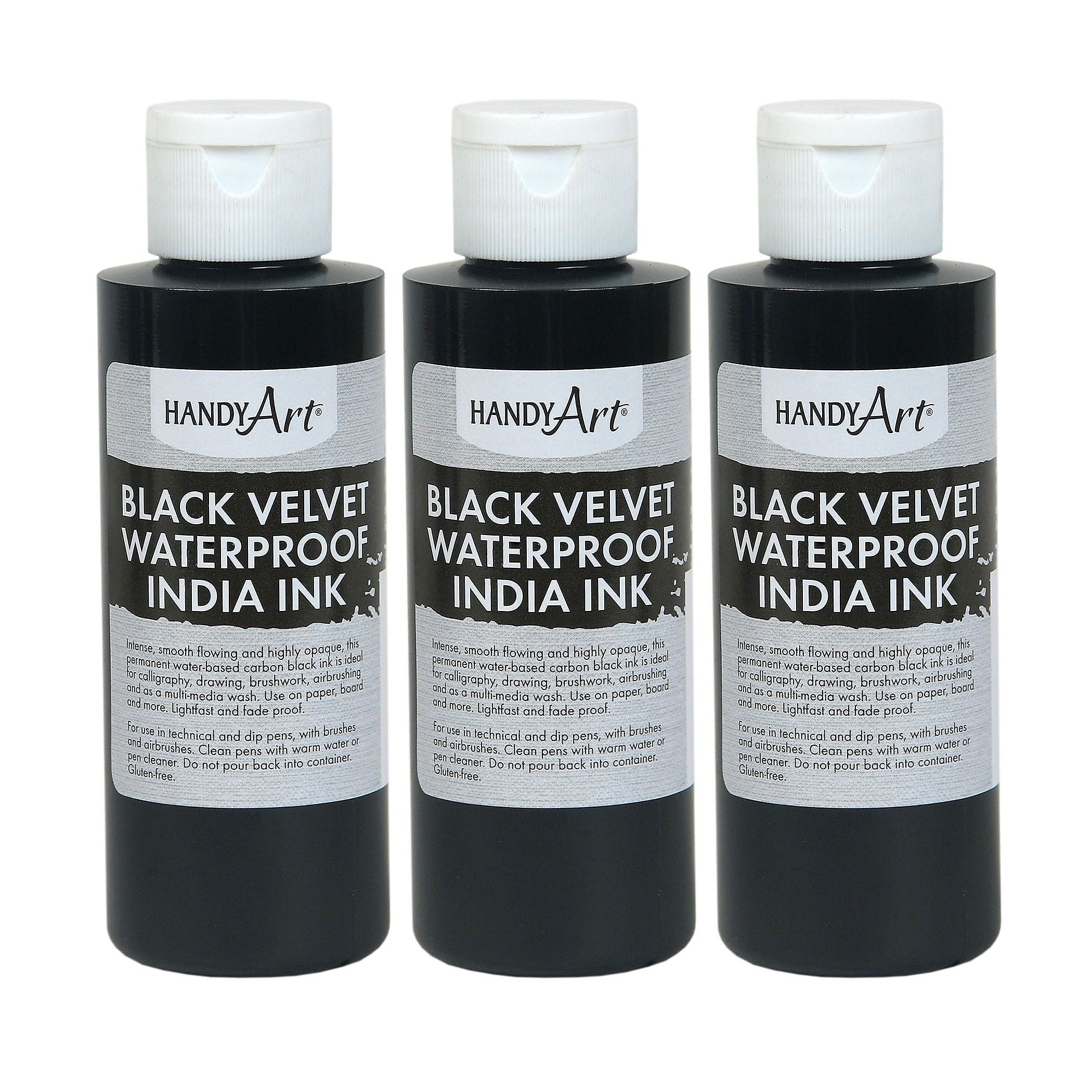 Handy Art India Ink, Black Velvet, 4 oz., 3/Bundle (RPC410000-3)