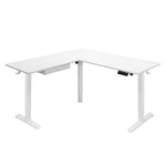 Mount-It! 63"W Electric L-Shaped Corner Adjustable Standing Desk, White/White (MI-15011)