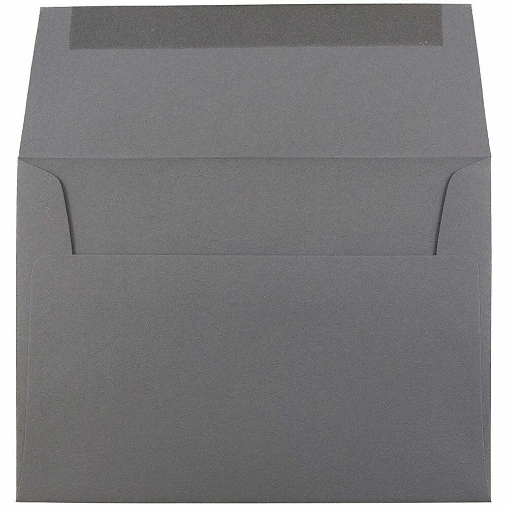 JAM Paper A6 Booklet Envelope 4 3/4" x 6 1/2", Dark Grey, 100/Pack (36396433d)