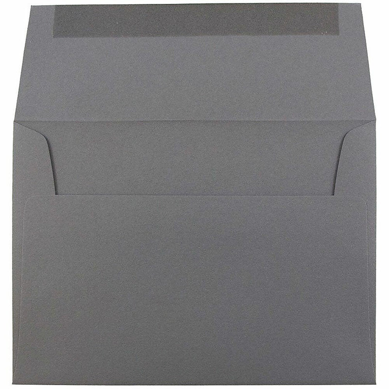 JAM Paper A6 Booklet Envelope 4 3/4" x 6 1/2", Dark Grey, 100/Pack (36396433d)
