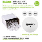 Champion Sports One-Star Table Tennis Ball, 144/Pack (CHS1STAR144)