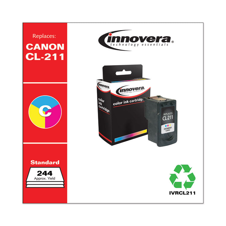Remanufactured Tri-Color Ink, Replacement for CL-211 (2976B001), 244 Page-Yield