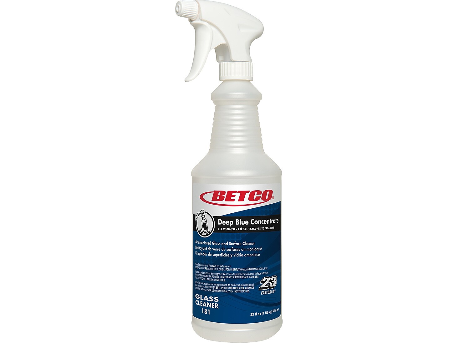 Betco Deep Blue 32 oz. Spray Bottle with Trigger, White/Blue, 12/Carton (1813200)