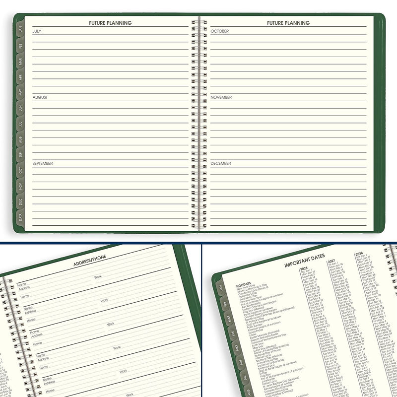 2026 AT-A-GLANCE Recycled 9" x 11" Monthly Planner, Faux Leather Cover, Green (70-260G-60-26)