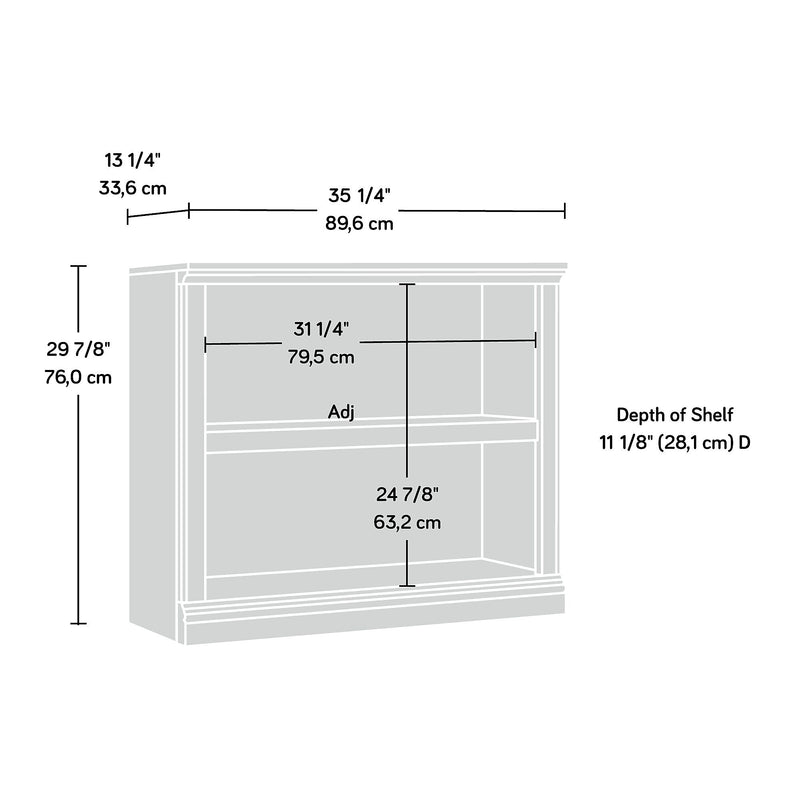 Sauder Select 30"H 2-Shelf Bookcase, Chalked Chestnut (423031)