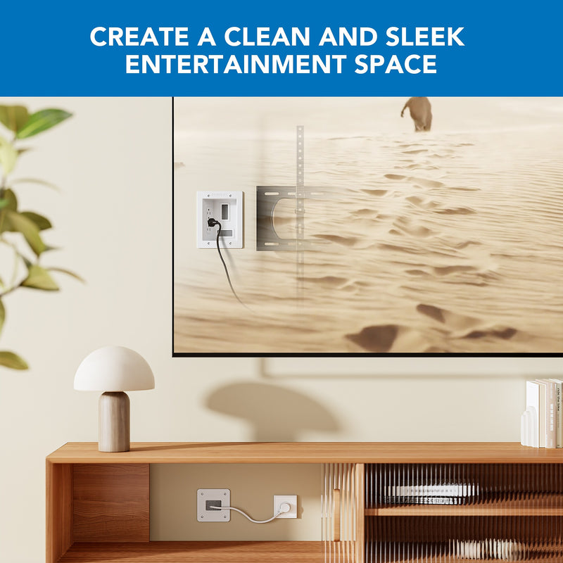 Mount-It! In-Wall TV Cable Concealer with Recessed Power, White (MI-7284)