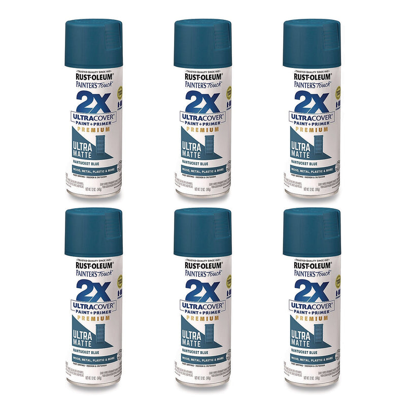 Rust-Oleum Painter's Touch 2X Ultra Cover Spray Paint, Blue, 12 oz., 6/Carton (331188)
