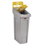 Rubbermaid Commercial Slim Jim Single-Stream Bottles and Cans Recycling Station Kit, 23 Gallon, Gray/Yellow (2185052)