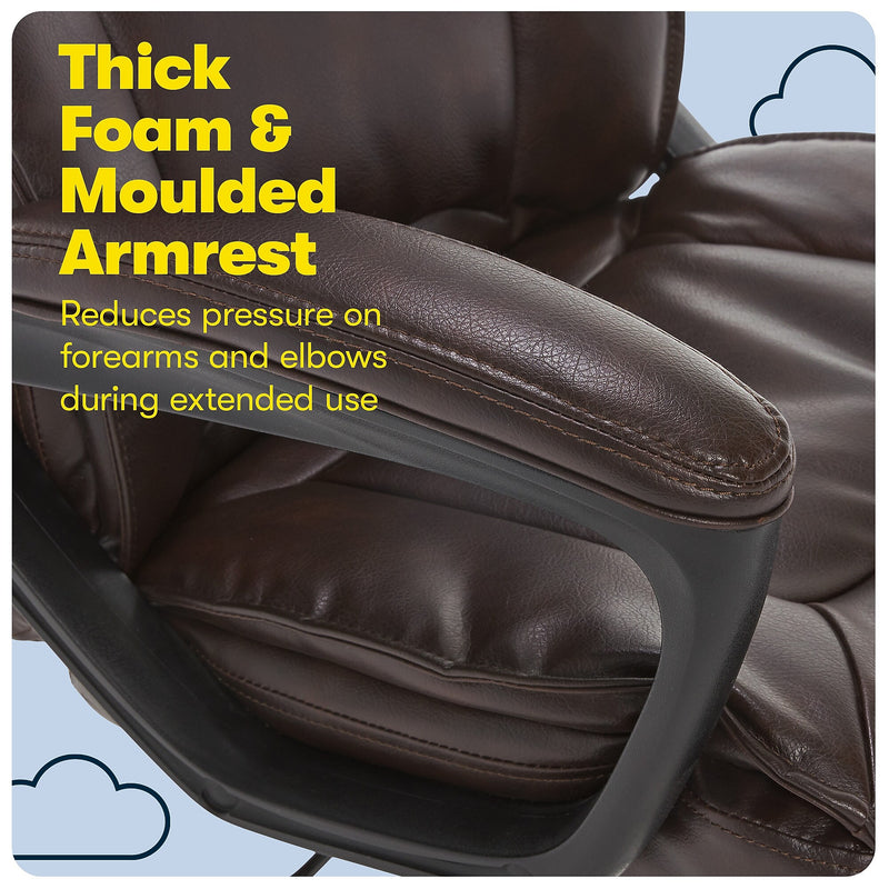 Serta Hannah I Ergonomic Bonded Leather Swivel Executive Chair, Biscuit (43670G)