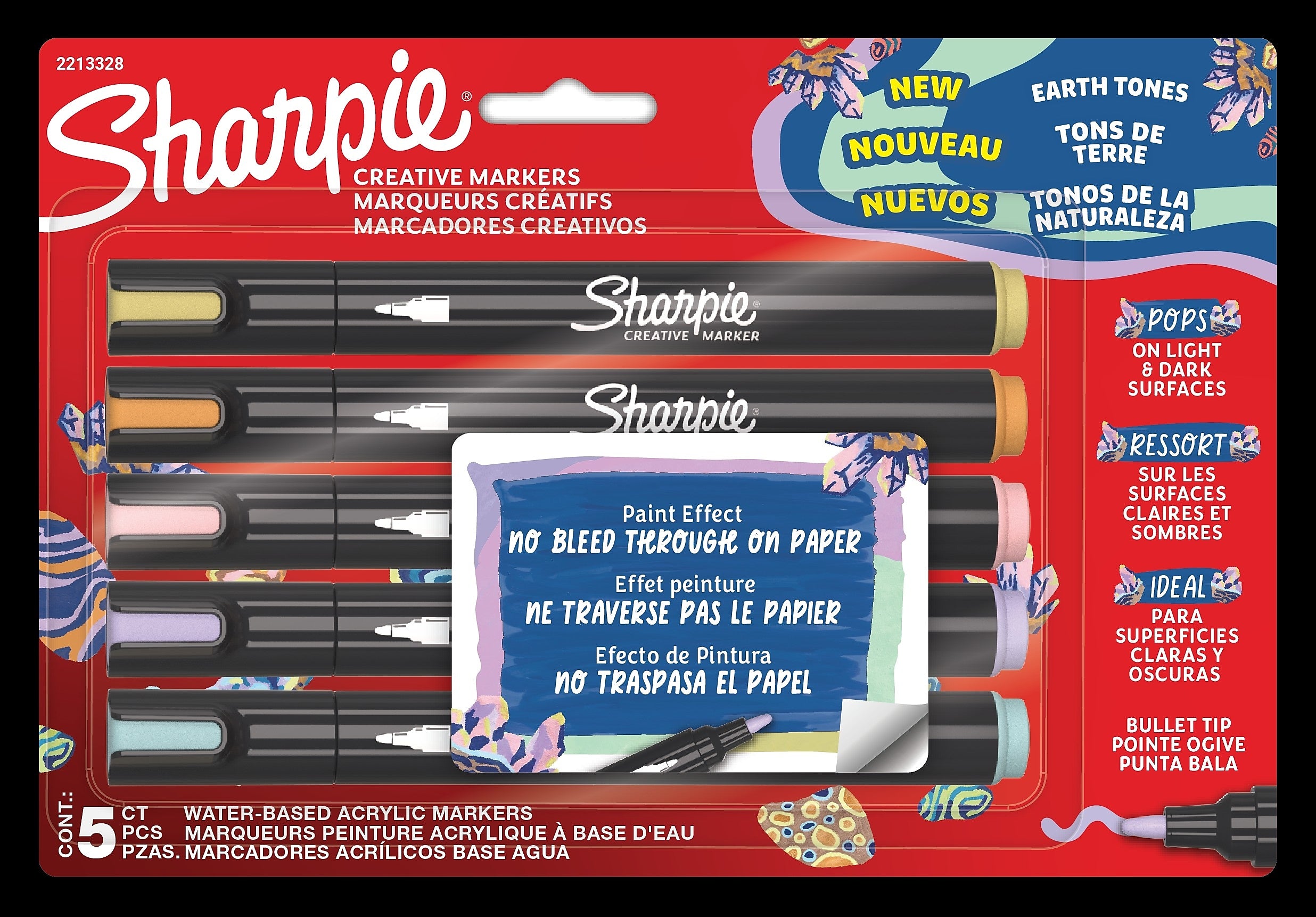 Sharpie Creative Markers Liquid Ink Marker, Bullet Tip, Assorted Colors, 5/Pack (2213328)