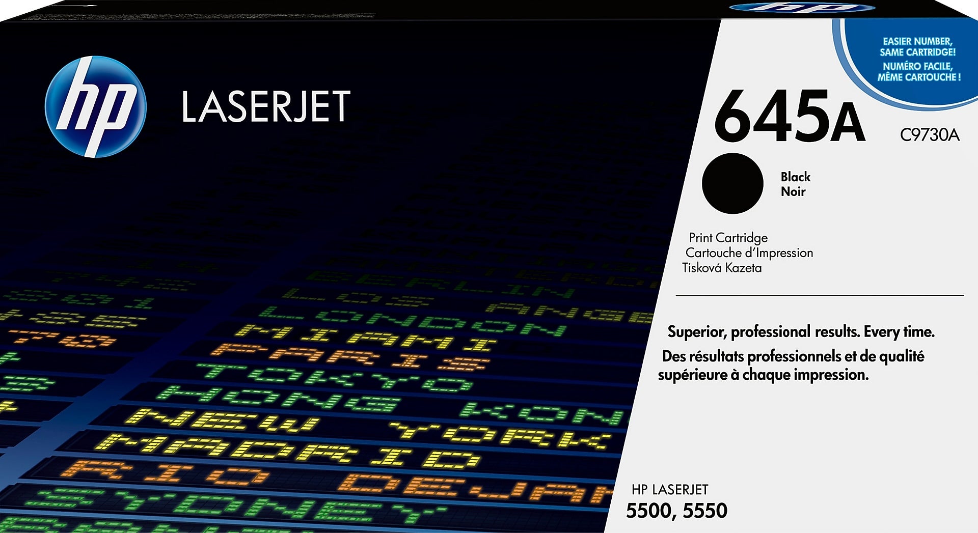 HP 645A Black Standard Yield Toner Cartridge, Prints Up to 13,000 Pages (C9730A)