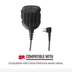 Cobra Remote Speaker Microphone for Cobra® Performa 400/450 2-Way Handheld Business Radios, Black (0010096-1)