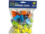 Officemate Smiling Face Medium Binder Clips, Assorted Colors, 36 Clips/Pack (31095)