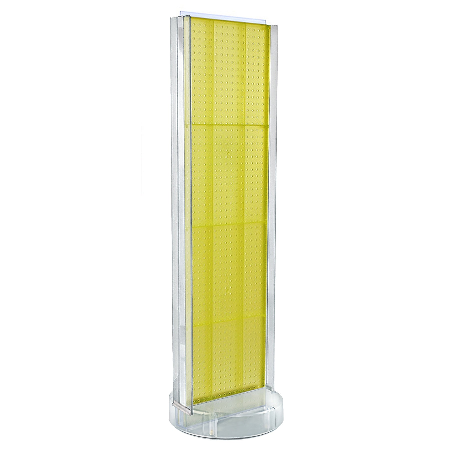 Azar Displays 60” x 16” Two-Sided Pegboard Floor Display w/ C-Channel Sides on Revolving Round Studio Base, Yellow (700788-YEL)
