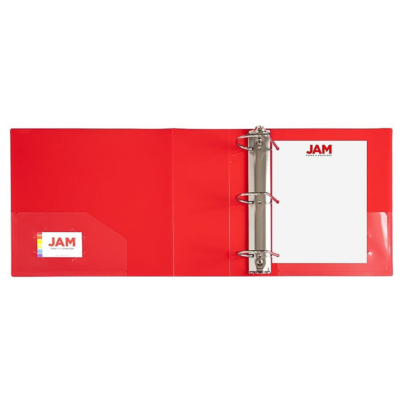 JAM Paper 4" 3-Ring Flexible Poly Binder, Red (PB75245RE)