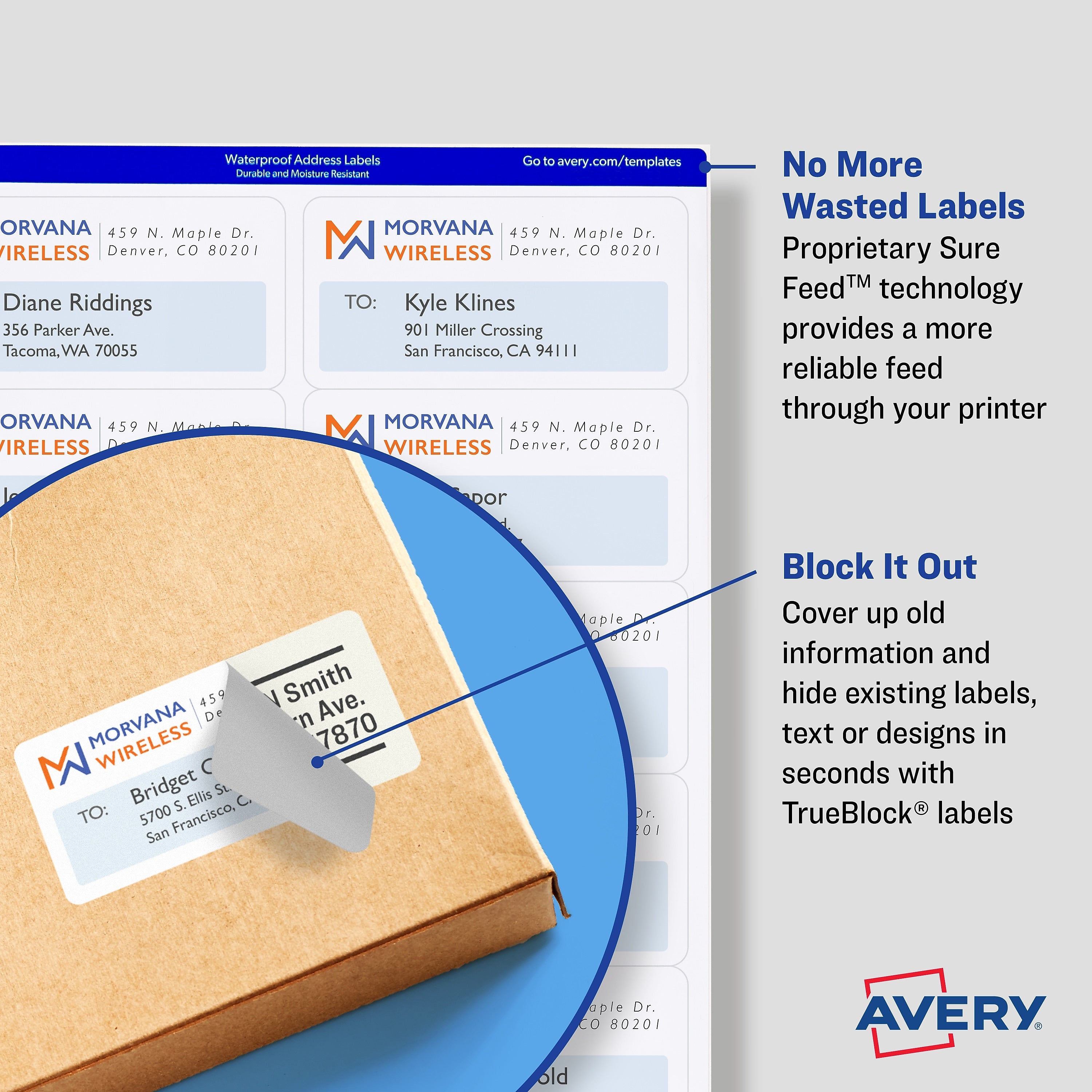 Avery TrueBlock Laser Shipping Labels, 2-1/2" x 4", White, 800 Labels/Box (5817)
