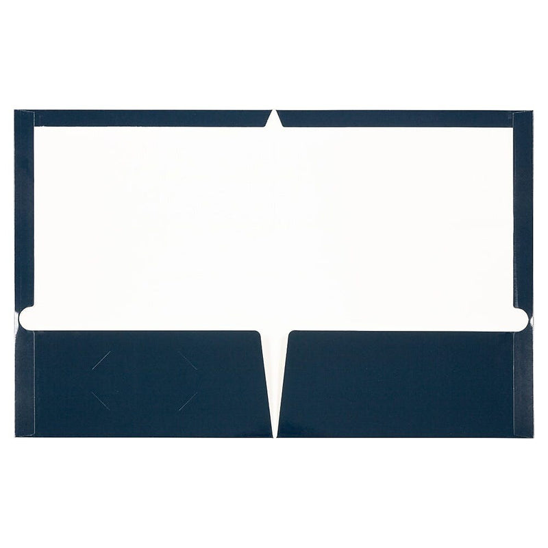 JAM Paper Glossy 2 Pocket Cardstock Presentation Folder, Navy Blue, 100/Box (5042523B)