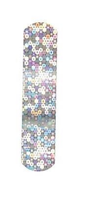 SmileMakers Stat Strip Glitter Strips 3/4" x 3" Adhesive Bandages, Silver, 100 Bandages/Box, 12 Boxes/Case (BLIC)