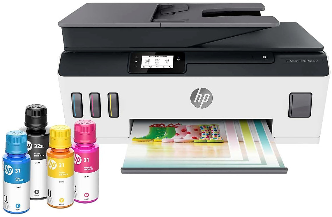 HP Smart Tank Plus 651 Wireless Color All-in-One Ink Tank, Print, Scan, Copy, 2 Years of Ink Included (7XV38A)