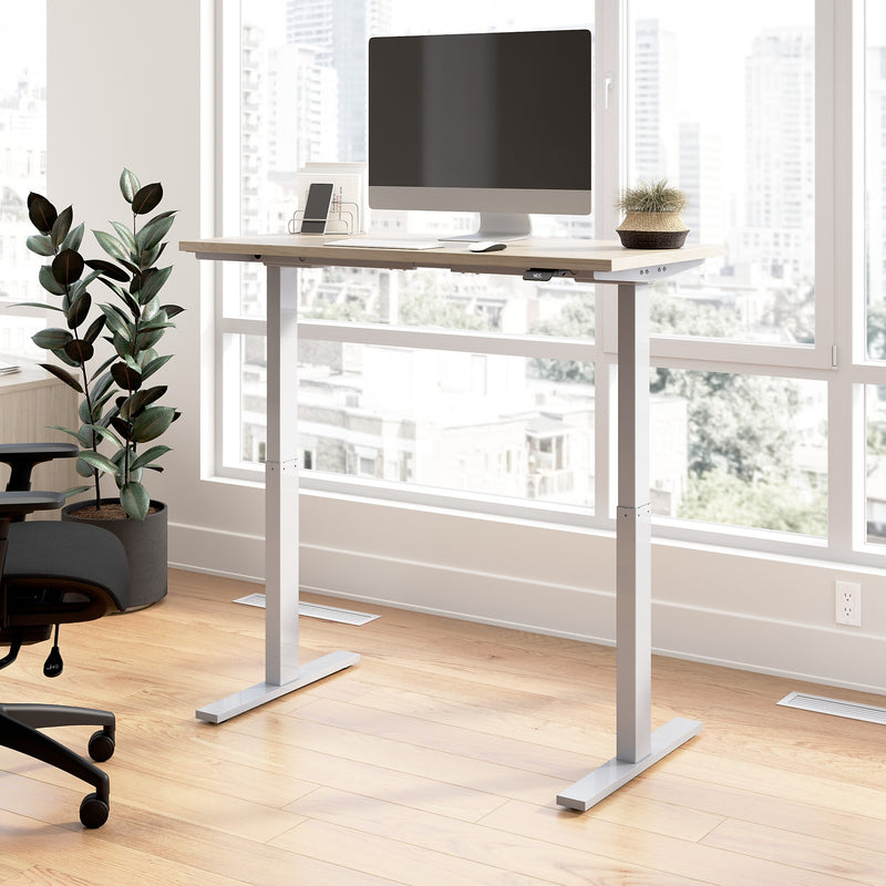 Bush Business Furniture Move 60 Series 48"W Electric Adjustable Standing Desk, Natural Elm/Cool Gray Metallic (M6S4824NESK)