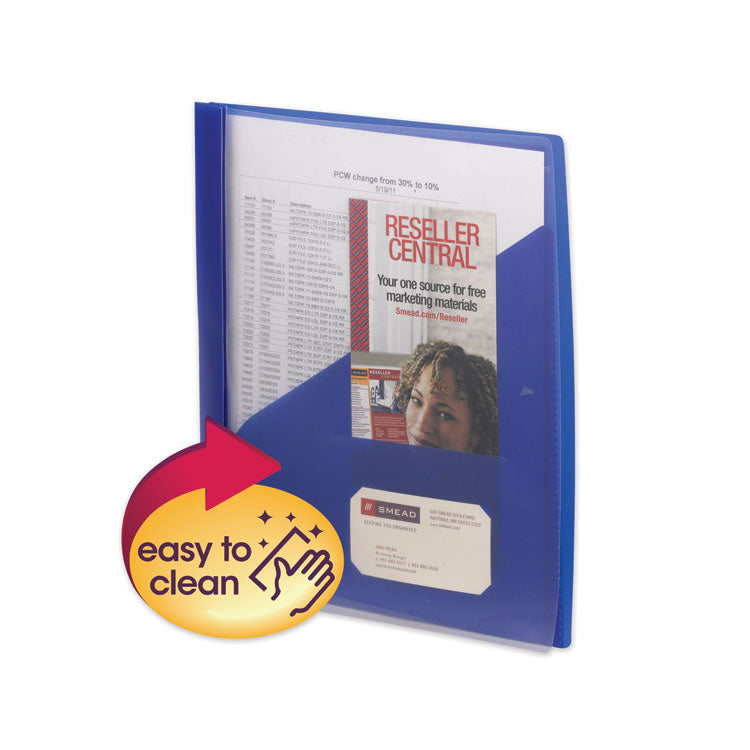 Clear Front Poly Report Cover, Double-Prong Fastener, 0.5" Capacity, 8.5 X 11, Clear/blue, 5/pack