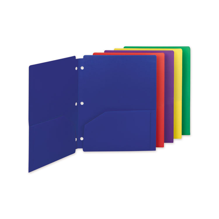 Poly Snap-In Two-Pocket Folder, 50-Sheet Capacity, 11 X 8.5, Assorted, 10/pack