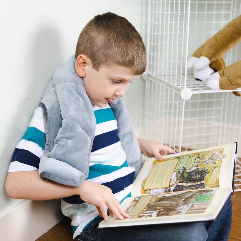 Bouncyband Sensory Weighted Dual Texture Shoulder Wrap for Kids, 40" x 12", Gray (BBALPWR5GY)