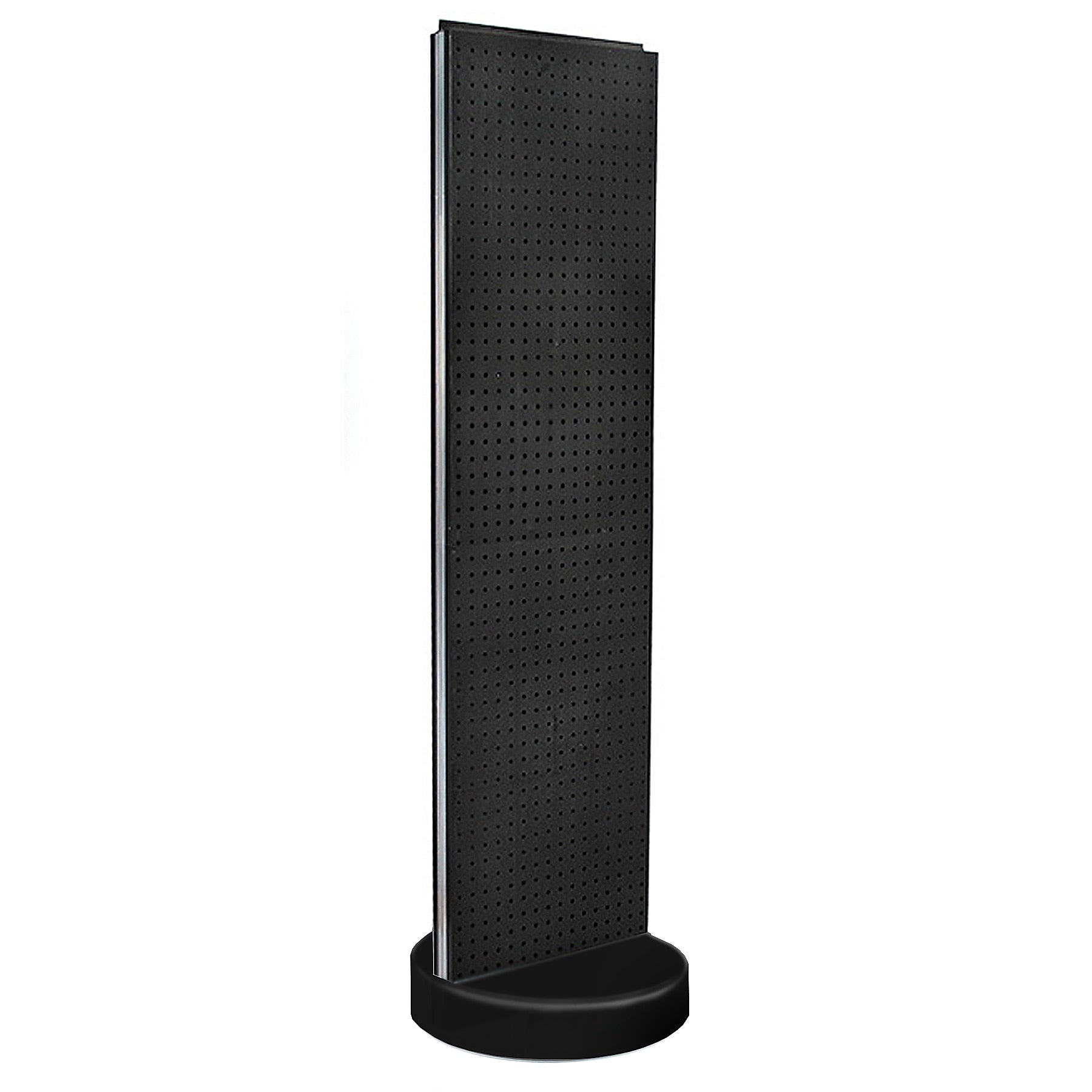 Azar Displays 60”H x16”W Two-Sided Pegboard Floor Display On a Revolving Round Studio Base, Black  (700780-BLK)