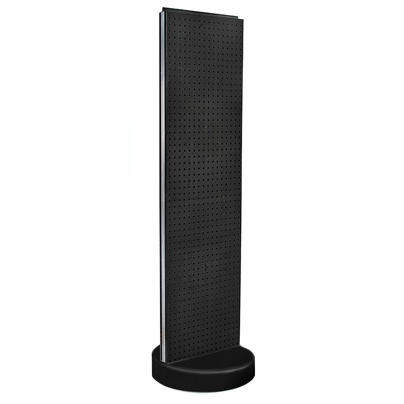 Azar Displays 60”H x16”W Two-Sided Pegboard Floor Display On a Revolving Round Studio Base, Black  (700780-BLK)