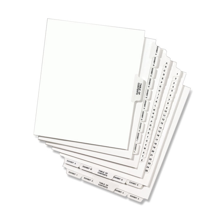 Avery-Style Preprinted Legal Bottom Tab Divider, 26-Tab, Exhibit J, 11 x 8.5, White, 25/PK