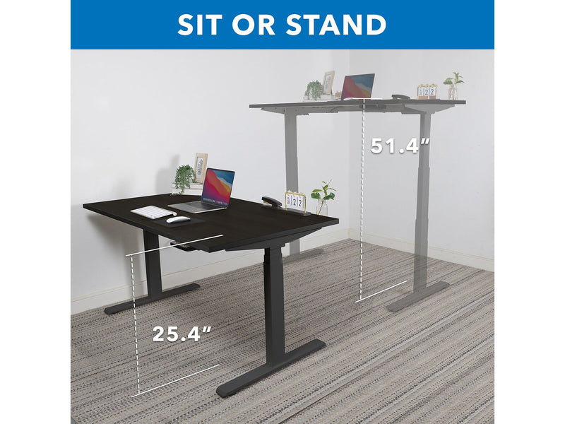 Mount-It! Ultimate 55"W Electric Rectangular Adjustable Standing Desk, Black (MI-18079)