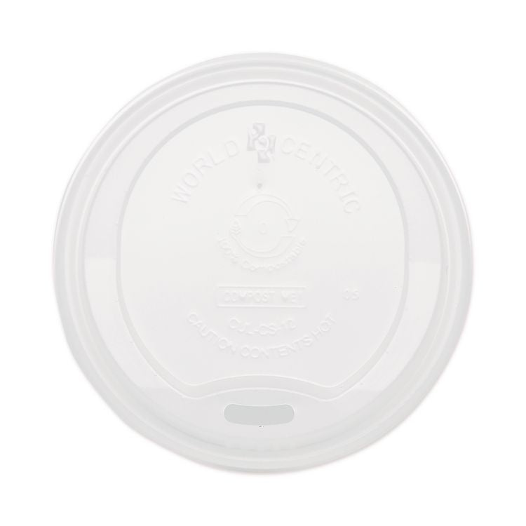 PLA Lids for Hot Cups, Fits 10 oz to 20 oz Hot Cups, Plastic, White, 1,000/Carton