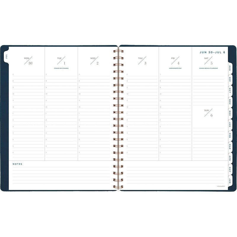 2025-2026 AT-A-GLANCE Signature 8.5" x 11" Academic Weekly & Monthly Planner, Faux Leather Cover, Navy