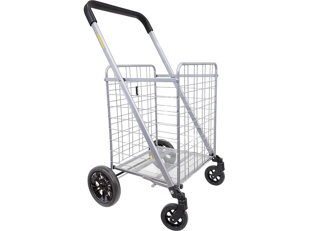 Dbest Cruiser Cart Deluxe 2 Steel Mobile Folding Utility Cart with Swivel Wheels, Silver (01-869)
