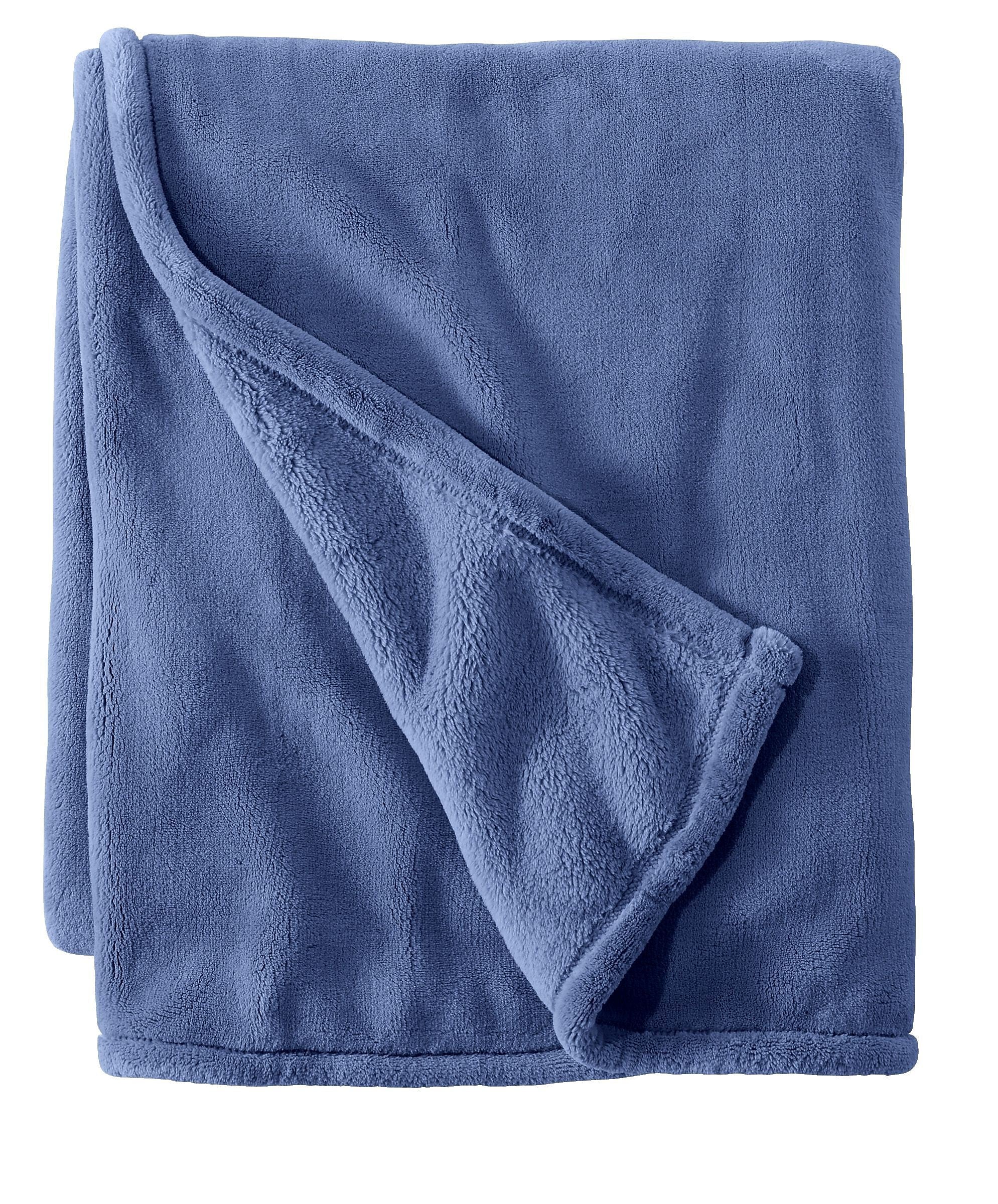L.L.Bean Wicked Plush Throw, Deep Blue, Large (0SAG202000)