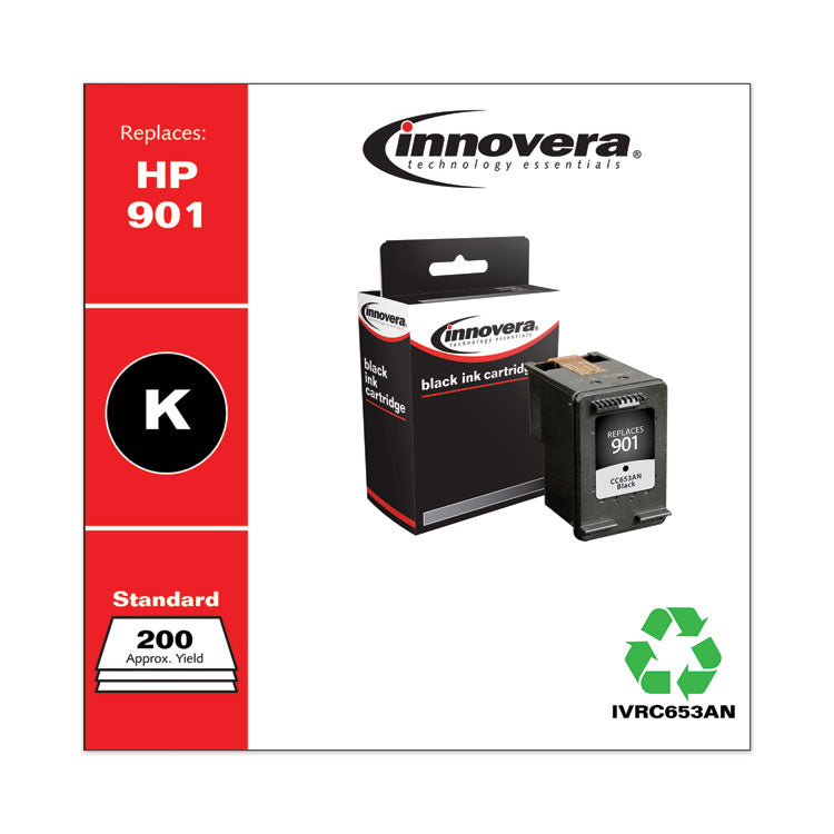 Remanufactured Black Ink, Replacement for 901 (CC653AN), 200 Page-Yield