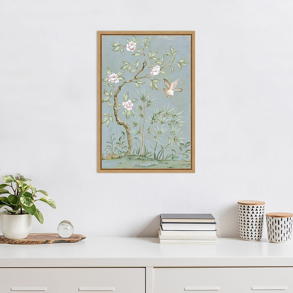 Amanti Art Spring Flower Mural II Blue by Julia Purinton Framed Canvas Wall Art Print, 16" x 23" (A42677137818)