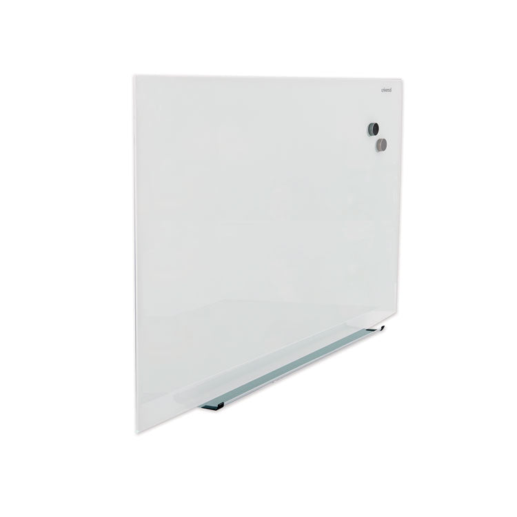 Frameless Magnetic Glass Marker Board, 48" x 36", White Surface