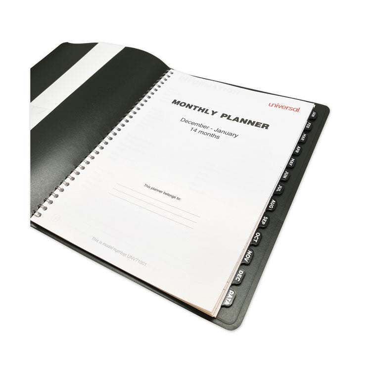 Monthly Planner, 11 x 8, Black Cover, 14-Month: Dec 2025 to Jan 2027