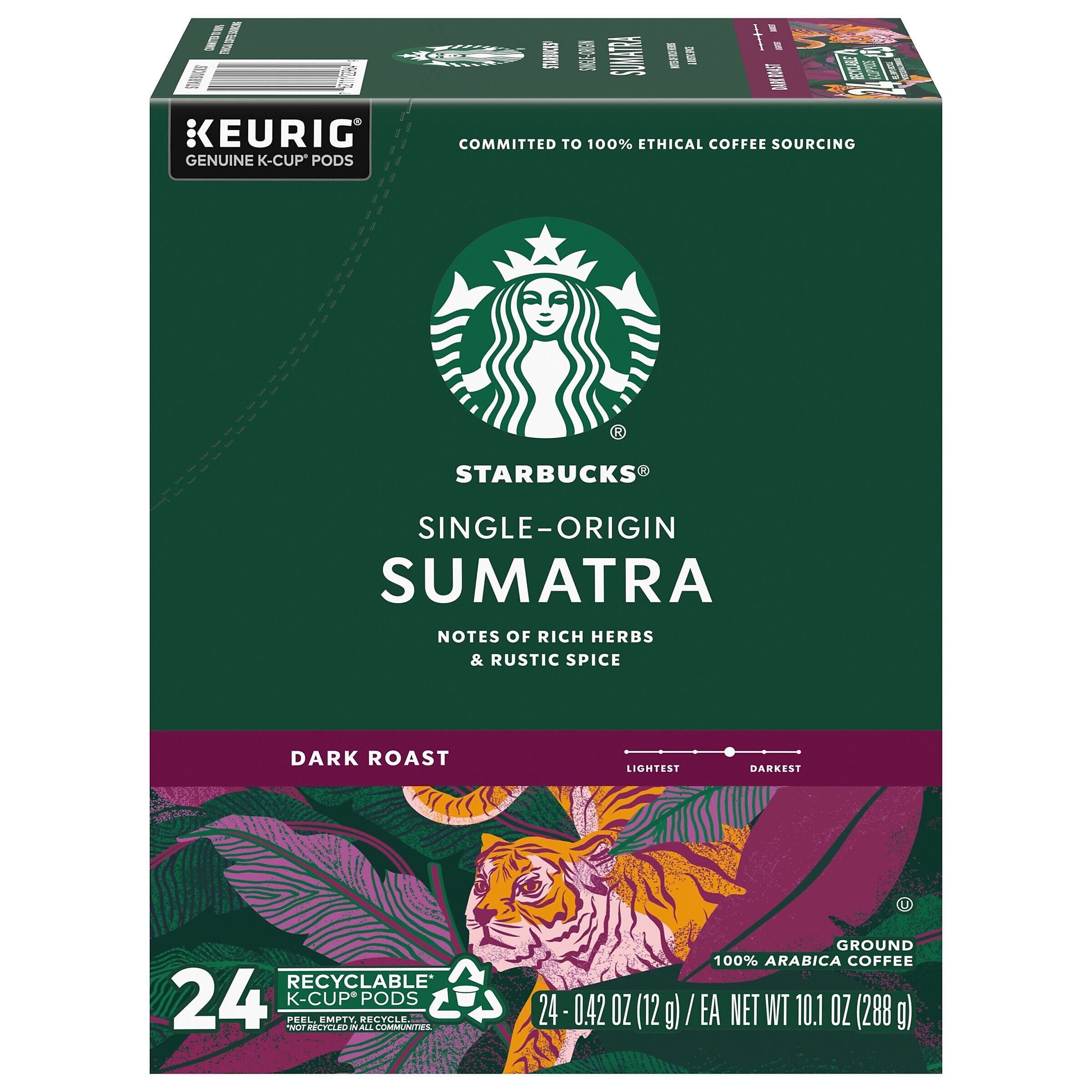Starbucks Sumatra Coffee Keurig® K-Cup® Pods, Dark Roast, 96/Box (SBK22964CT)