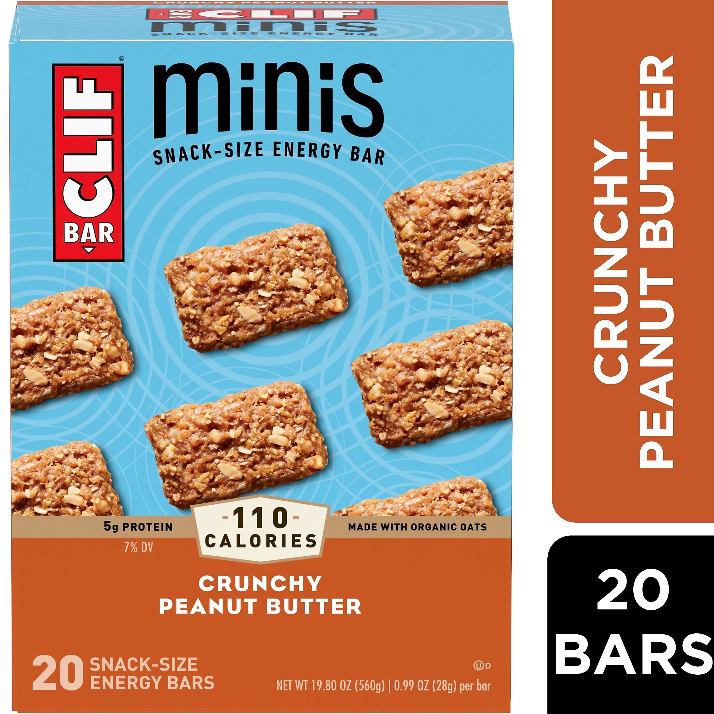 Clif Minis Crunchy Peanut Butter Energy Bar, 19.80 oz., 20 Bars/Box (CCC36412)