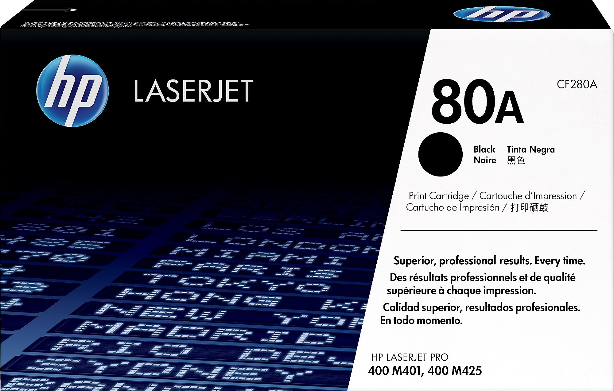 HP 80A Black Standard Yield Toner Cartridge, Prints Up to 2,560 Pages (CF280A)