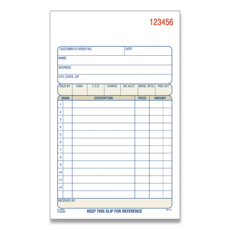Multipart Sales Order Pad, 12 Lines, Two-Part Carbonless, 4.19 x 6.69, 50 Forms/Pad, 10 Pads/Box