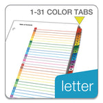 OneStep Printable Table of Contents and Dividers, 31-Tab, 1 to 31, 11 x 8.5, White, Assorted Tabs, 1 Set