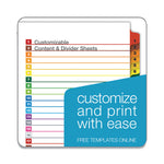 OneStep Printable Table of Contents and Dividers, 31-Tab, 1 to 31, 11 x 8.5, White, Assorted Tabs, 1 Set