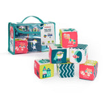 MINILAND Feel to Learn: Soft Rattle Cubes Set, Multicolored, 6 Pieces/Set (MLE97320)