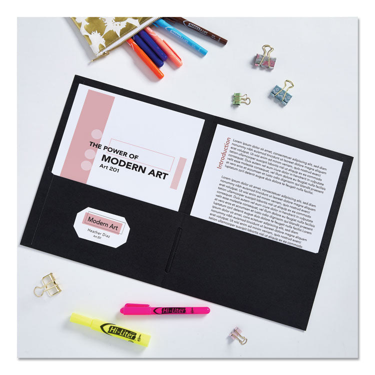 Two-Pocket Folder, 40-Sheet Capacity, 11 X 8.5, Black, 25/box