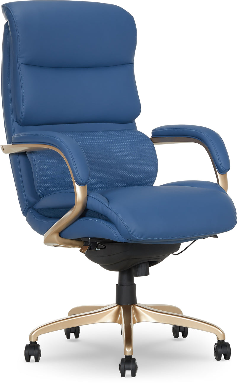 La-Z-Boy Aberdeen Ergonomic Bonded Leather Swivel Executive Chair, Blue (51545-BLU)