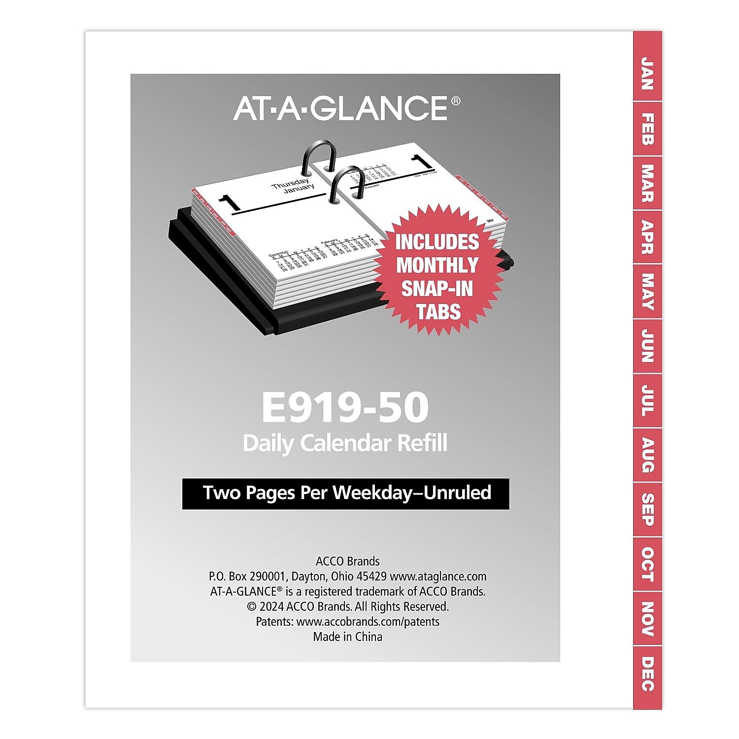 2026 AT-A-GLANCE 3.75" x 3" Daily Calendar Refill Pages, White/Black (E919-50-26)