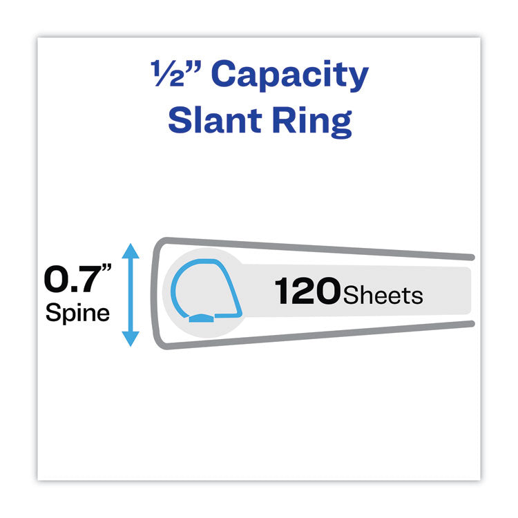 Heavy-Duty Non Stick View Binder With Durahinge And Slant Rings, 3 Rings, 0.5" Capacity, 11 X 8.5, White, 4/pack